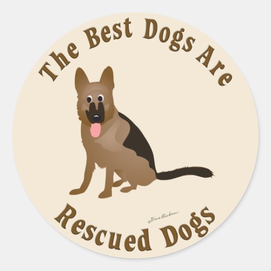 Sticker Rond Les meilleurs chiens sont Secourus - Chien berger (Devant)