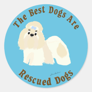 Sticker Rond Les Meilleurs Chiens Sont Secourus (Chih Tzu)