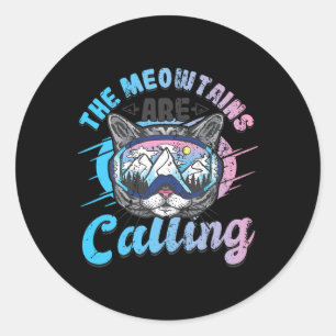 Sticker Rond Les Meowtains Appelent Ski Goggles Snowboard