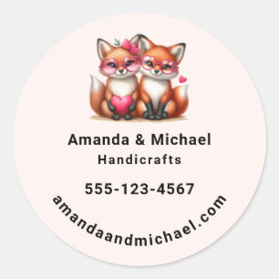 Sticker Rond Les mignons renards orange dans l'amour
