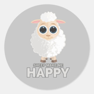 Sticker Rond Les moutons me rendent heureux