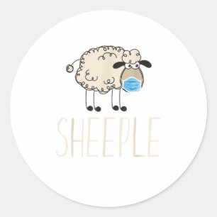 Sticker Rond Les moutons Sheeple portent un masque drôle TShir