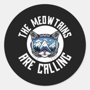 Sticker Rond Les Mowtains Appelent Cat Skiers Ski Ski Ski