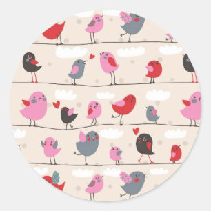 Sticker Rond Les oiseaux en amour