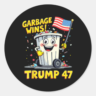 Sticker Rond Les ordures gagnent Trump 47 Team Garbage Pour Tru