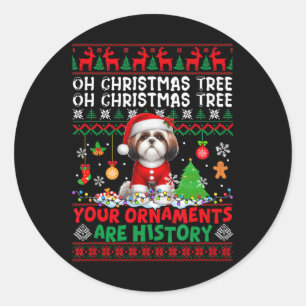 Sticker Rond Les ornements d'arbre de Noël sont histoire Sweate