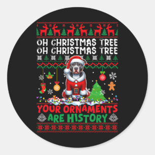 Sticker Rond Les ornements d'arbre de Noël sont histoire Sweate