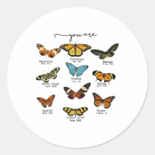 Sticker Rond Les Papillons Chrétiens Dieu Dit Que Vous Êtes La