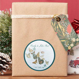 Sticker Rond Les papillons de mariée et de chambre tourbillonne