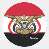 Sticker Rond Les patriotes du drapeau yéménite et yéménite, vac (Devant)