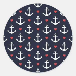 Sticker Rond Les Patters de Hearts et Anchor