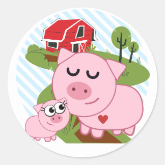 STICKER ROND LES PIÈCES DANS LA FERME