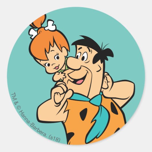 Sticker Rond Les Pierrafeu | Fred & Pebbles Flintstone (Devant)