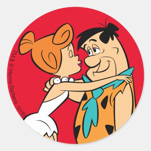 Sticker Rond Les Pierrafeu | Wilma Kissing Fred (Devant)