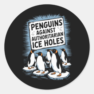 Sticker Rond Les Pingouins Contre Les Trous De Glace Autoritair