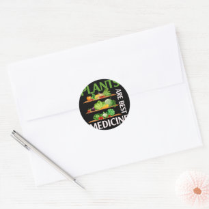 Sticker Rond Les plantes sont Meilleur Médecine Vegan Plante al