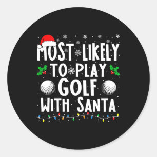 Sticker Rond Les Plus Probables À Jouer Golf Avec Père Noël Fam