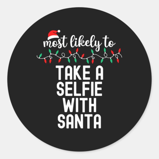 Sticker Rond Les Plus Probables À Noël Chemise Correspondant Fa (Devant)