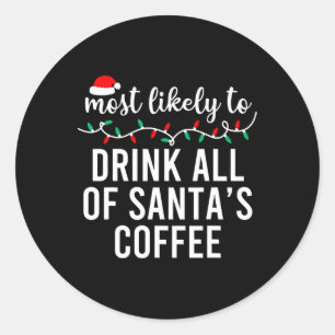 Sticker Rond Les plus probables à Noël Correspondant Pajamas De