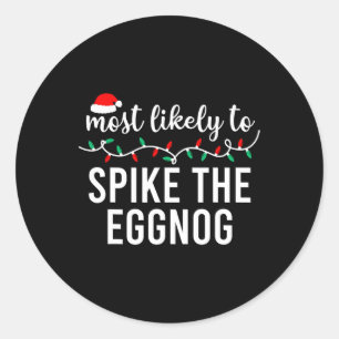 Sticker Rond Les plus probables à Noël Correspondant Pajamas De