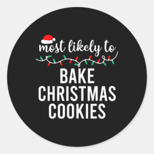 Sticker Rond Les plus probables à Noël Correspondant Pajamas De