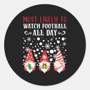 Sticker Rond Les Plus Probables À Noël Gnomes Regardez Le Footb