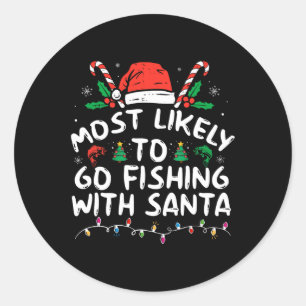 Sticker Rond Les Plus Probables D'Aller Pêcher Avec Père Noël L
