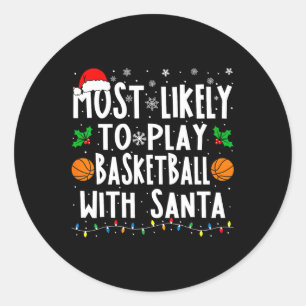 Sticker Rond Les Plus Probables De Jouer Au Basket Avec La Fami