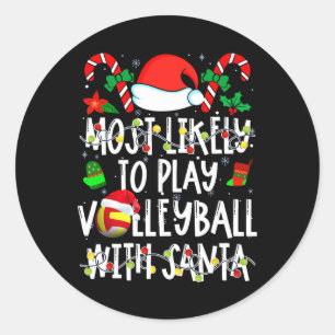 Sticker Rond Les Plus Probables Jouer Au Volley-ball Avec Père