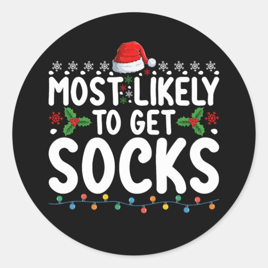 Sticker Rond Les Plus Probables Pour Obtenir Chaussettes Noël F (Devant)