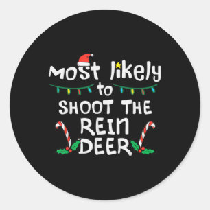 Sticker Rond Les plus probables Shoot Reindeer Noël Noël Noël N