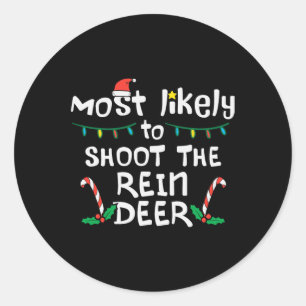 Sticker Rond Les plus probables Shoot Reindeer Noël Noël Noël N