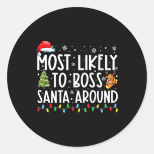 Sticker Rond Les Plus Susceptibles De Boss Père Noël Autour D'U