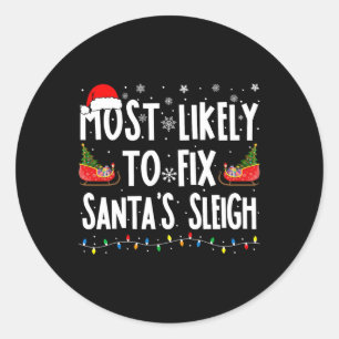 Sticker Rond Les Plus Susceptibles De Corriger Père Noël Sleigh