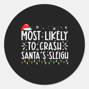 Sticker Rond Les Plus Susceptibles De Crash Père Noël Sleigh Dr