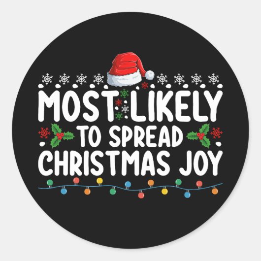 Sticker Rond Les Plus Susceptibles De Diffuser Noël Joy Holiday (Devant)