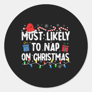 Sticker Rond Les Plus Susceptibles De Faire La Sieste Sur Noël