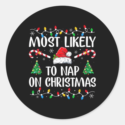 Sticker Rond Les Plus Susceptibles De Faire La Sieste Sur Noël  (Devant)
