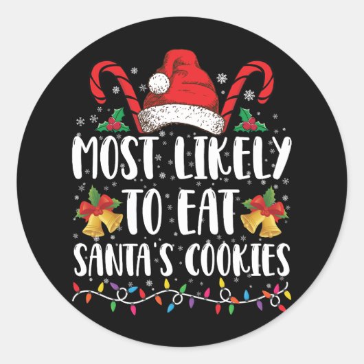Sticker Rond Les Plus Susceptibles De Manger Père Noël Cookies  (Devant)