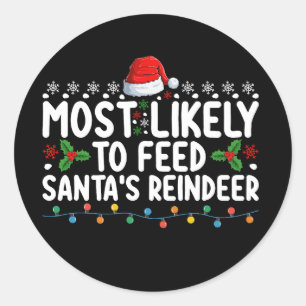 Sticker Rond Les Plus Susceptibles De Nourrir Père Noël Reindee