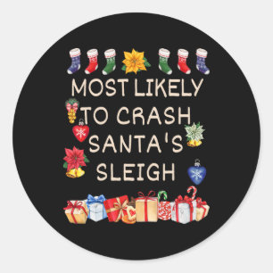 Sticker Rond Les Plus Susceptibles D'Écraser Père Noël Correspo