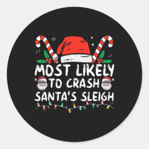 Sticker Rond Les Plus Susceptibles D'Écraser Père Noël Sleigh C