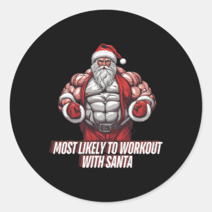 Sticker Rond Les Plus Susceptibles D'Entraîner Avec Père Noël B