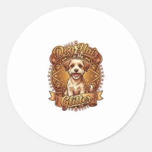 Sticker Rond Les poils de chien sont ruban doré moelleux scinti