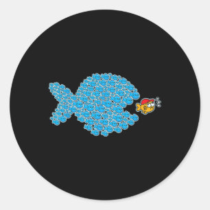 Sticker Rond Les Poissons Bleus De L'École Sur Le Point D'Obten