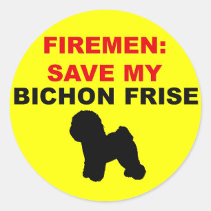 Sticker Rond Les pompiers sauvent ma bichon Frise