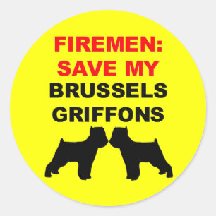 Sticker Rond Les pompiers sauvent mes Griffons bruxellois