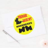 Sticker Rond Les pompiers sauvent mes Havanès (Enveloppe)