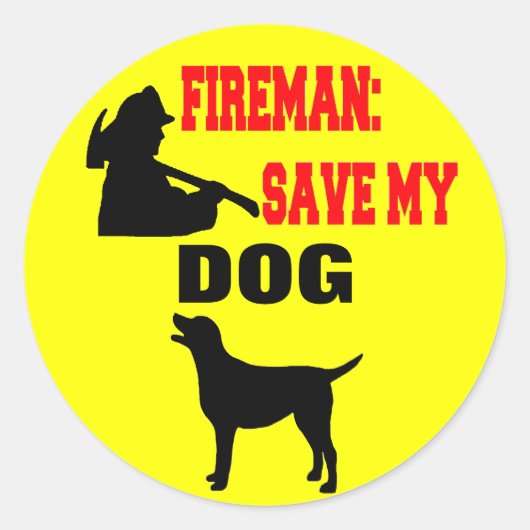 Sticker Rond Les pompiers sauvent mon chien (Devant)