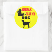 Sticker Rond Les pompiers sauvent mon chien (Sac)